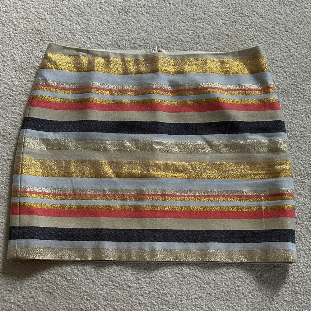 J Crew Striped Mini Skirt - metallic